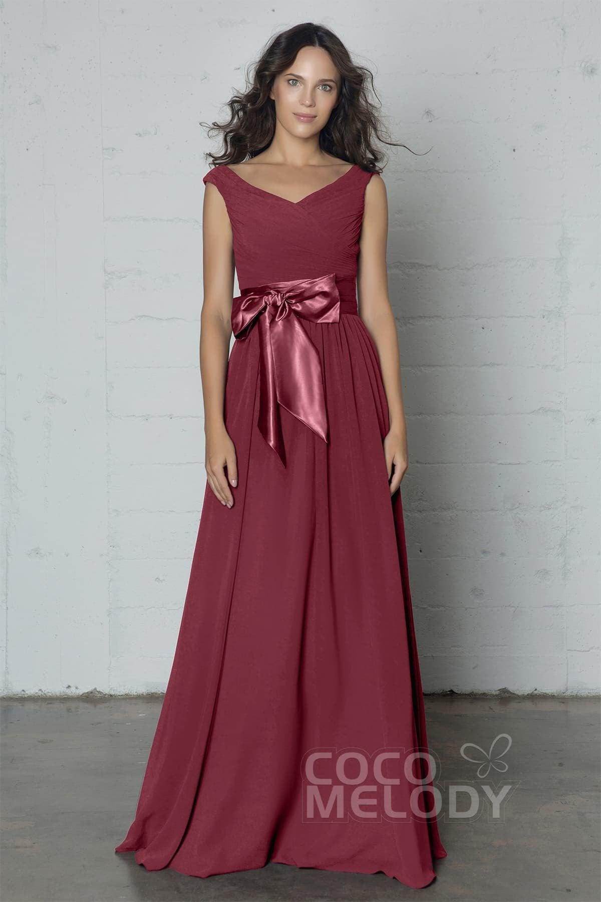 Sheath-Column Floor Length Chiffon Dress PR17017 - COCOMELODY